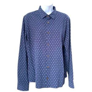Ted Baker London Long Sleeve Collared Blue Geometric Pattern Shirt Sz 4/8-10 #06